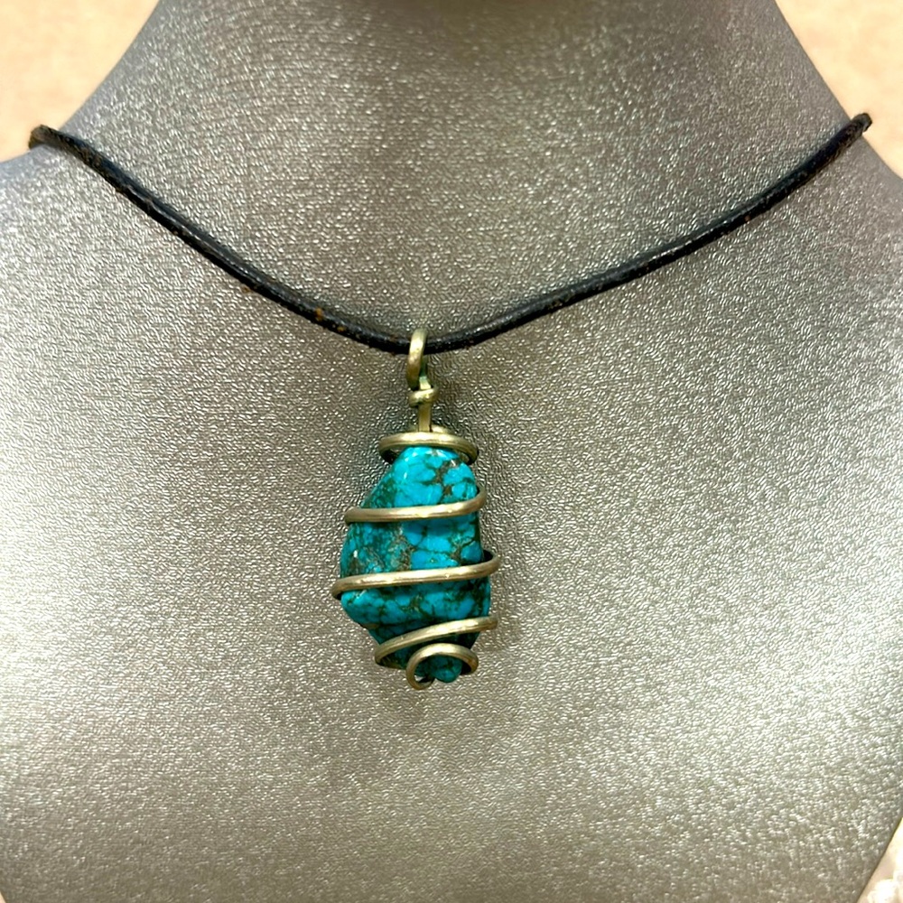 Vintage Framed Turquoise Pendant